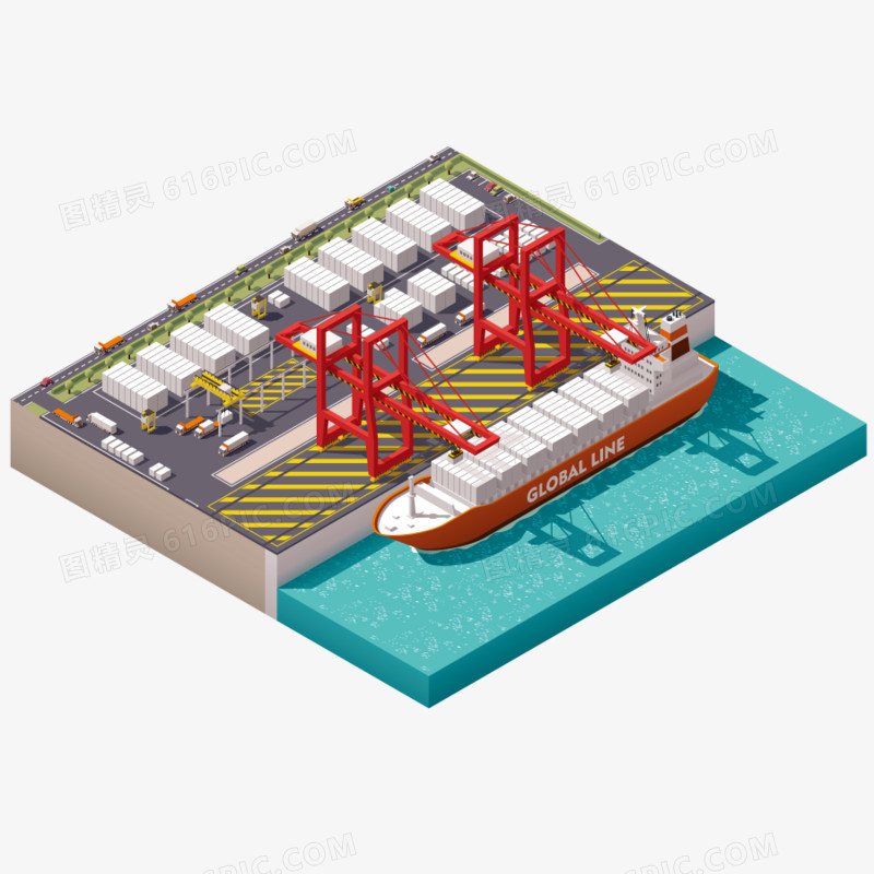 矢量货轮港口