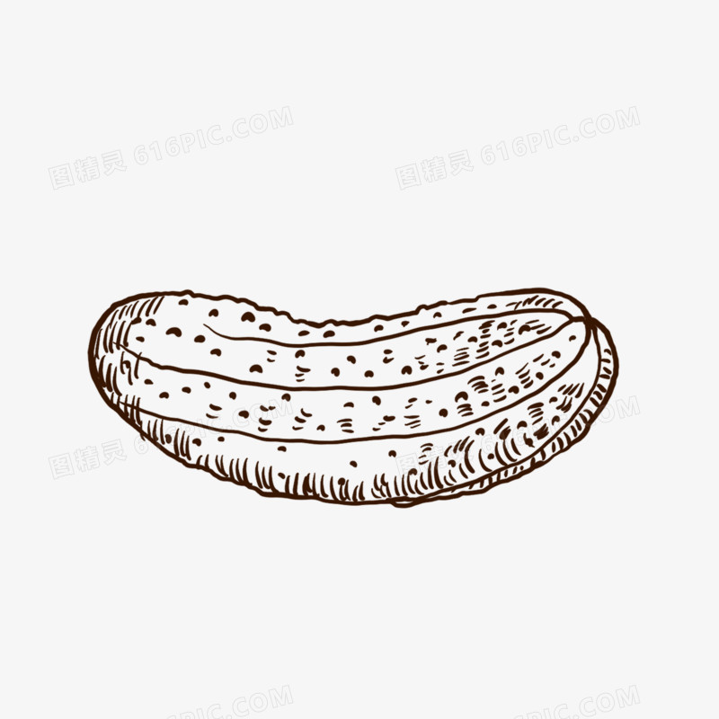 手绘线描黄瓜免抠装饰元素