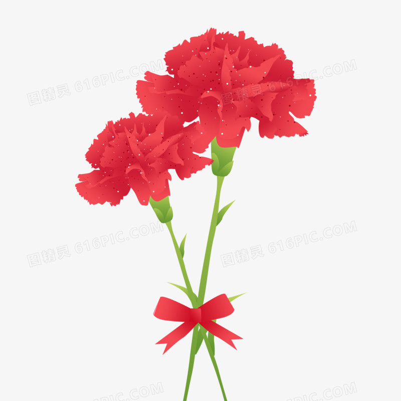 红色康乃馨花朵元素