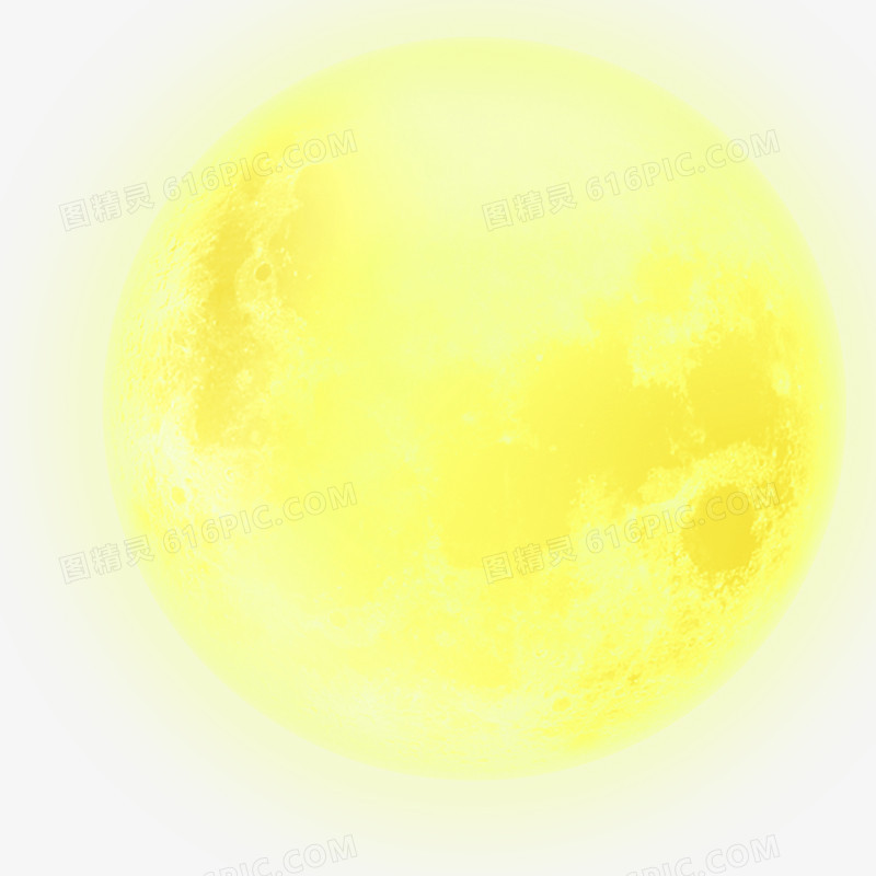 黄色发光月球月亮装饰图案