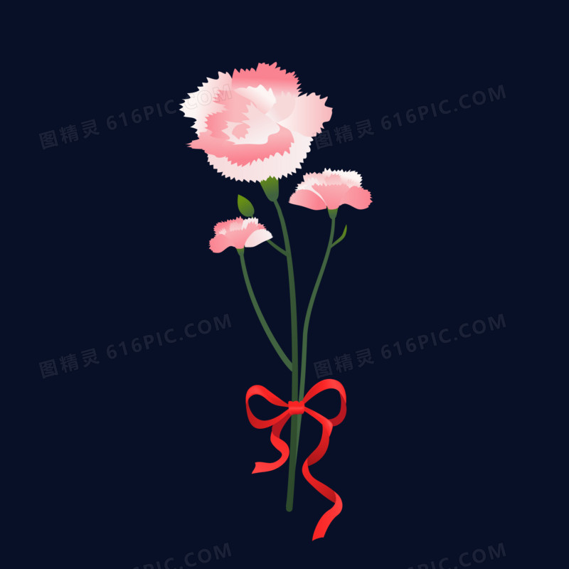 手绘粉红康乃馨花卉素材
