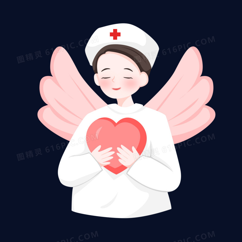 手绘卡通白衣天使女护士元素