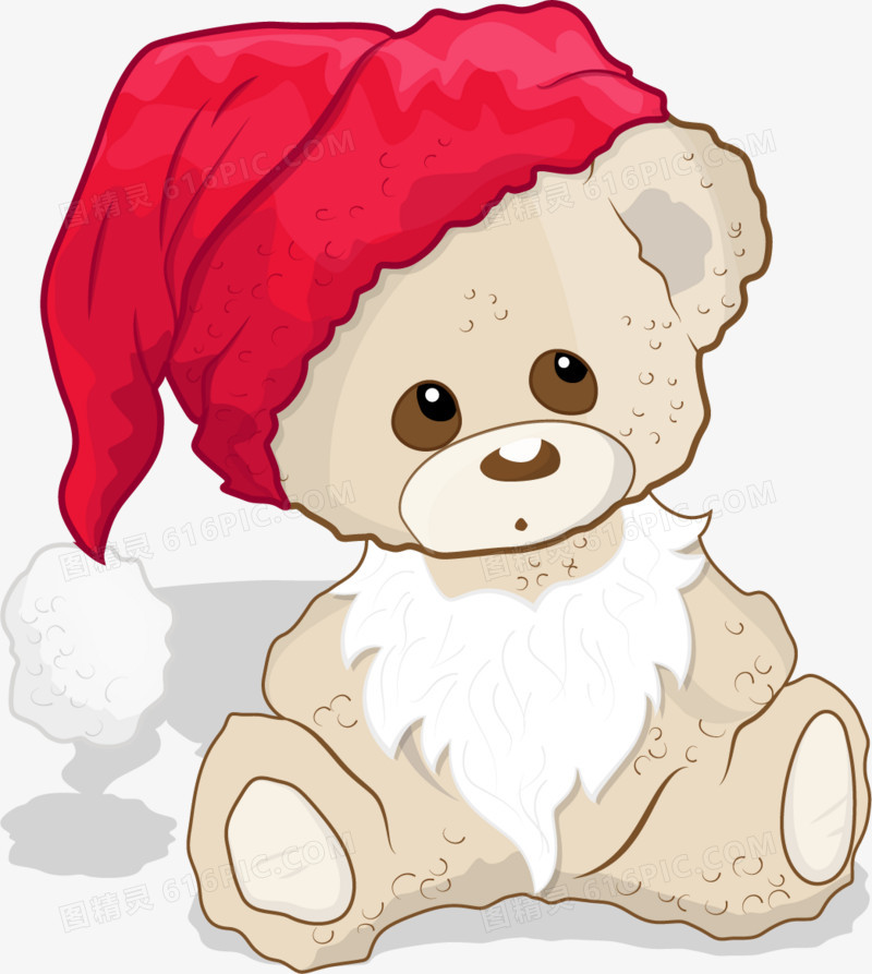 卡通带圣诞帽的小熊娃娃
