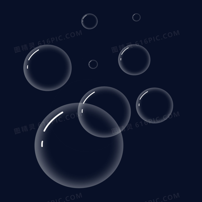 漂浮的透明水泡白色泡泡元素