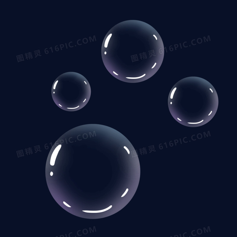 手绘透明悬浮泡泡漂浮元素