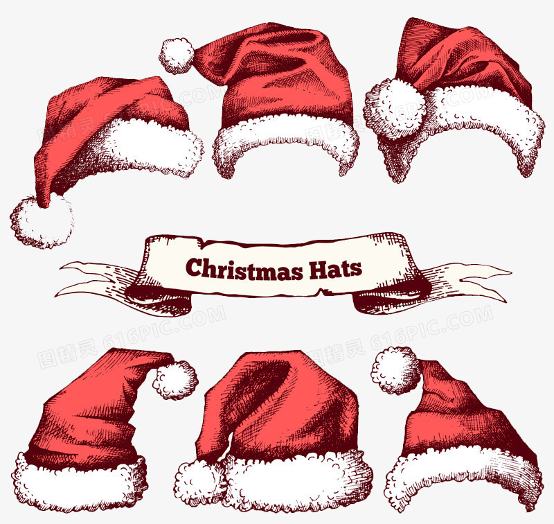 手绘红色圣诞帽