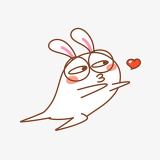 扁平卡通贴纸可爱的小兔子爱心