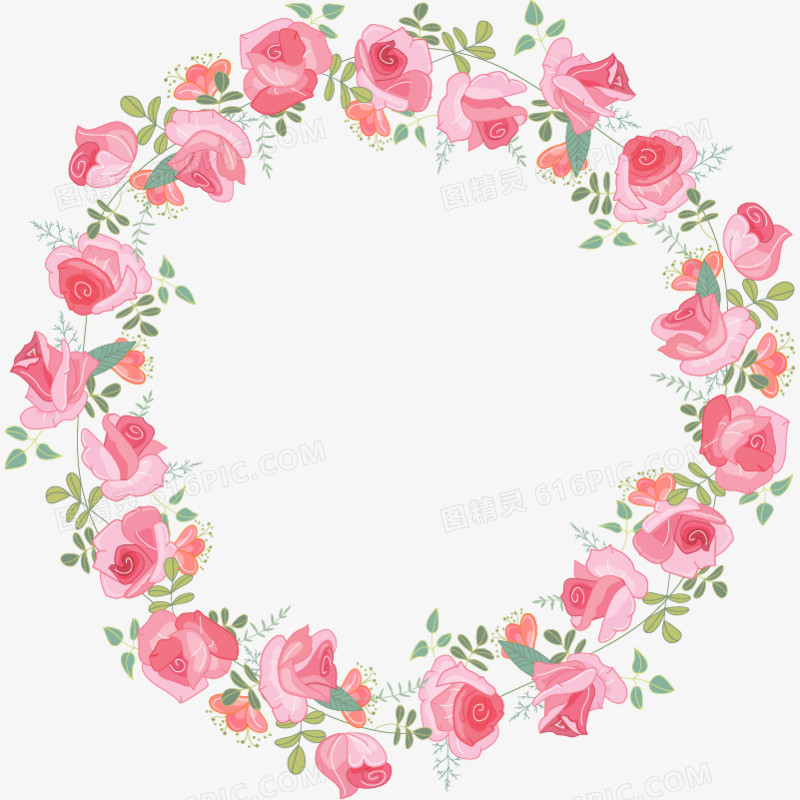 粉色蔷薇花环图片免费下载_png素材_编号ve9i8er31_图