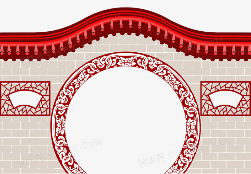 手绘喜庆中式拱门