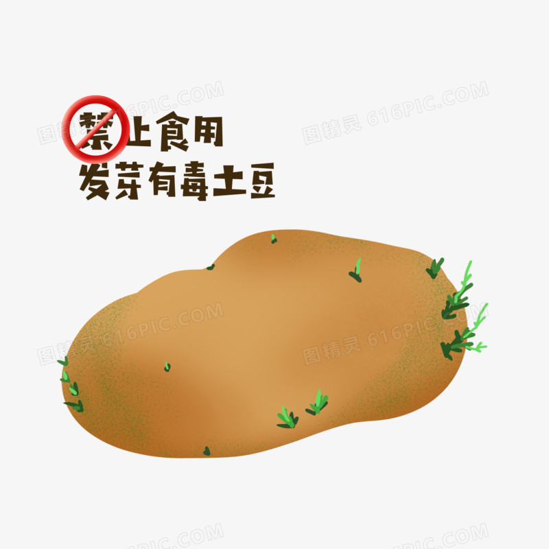 手绘禁止使用发芽有毒的土豆元素