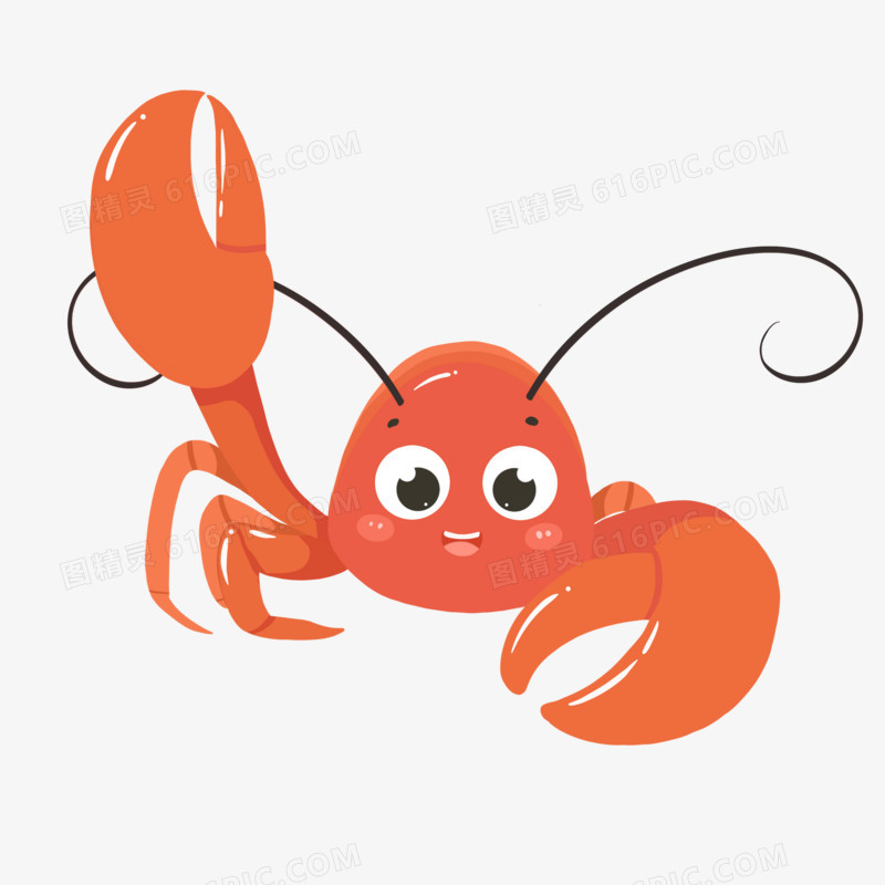 卡通可爱龙虾螃蟹素材