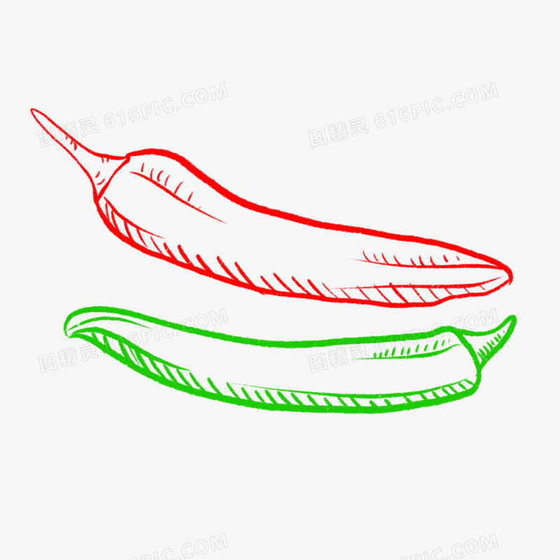 卡通手绘线描蔬菜辣椒元素