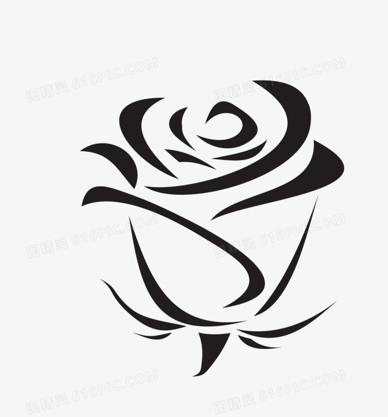 关键词:              玫瑰花黑色线稿线条