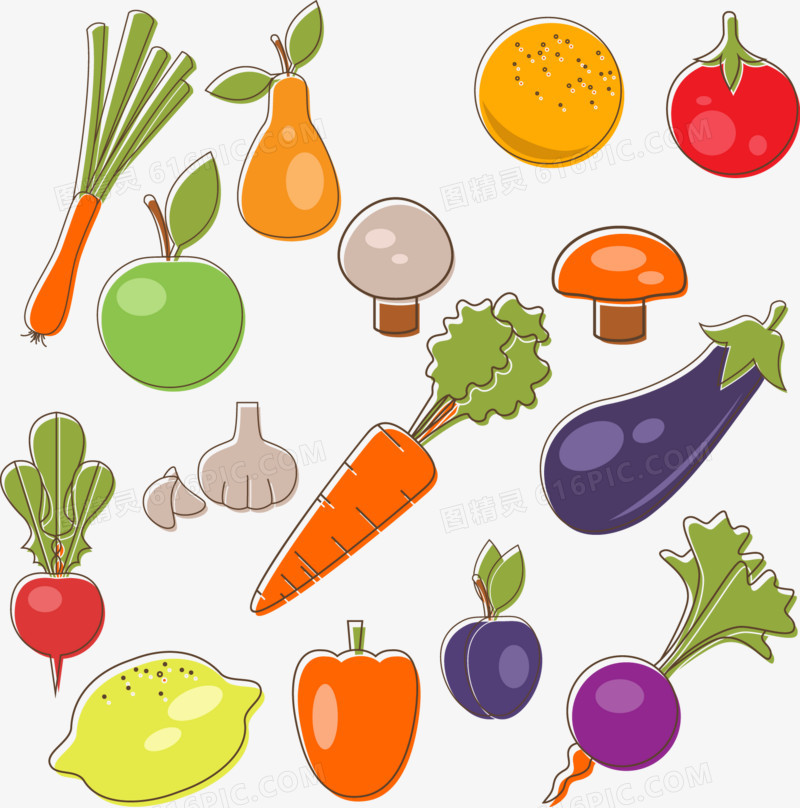 矢量卡通蔬菜水果插图