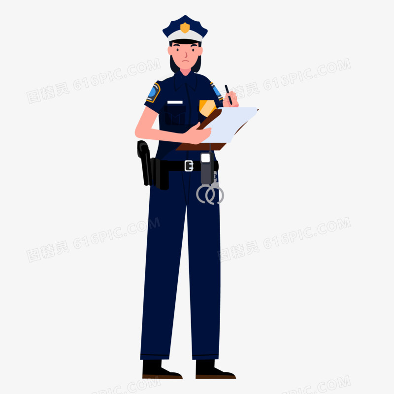 卡通手绘女警察素材