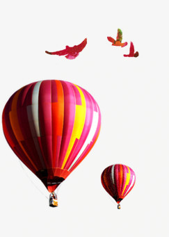 唯美精美卡通红色气球热气球飞鸟