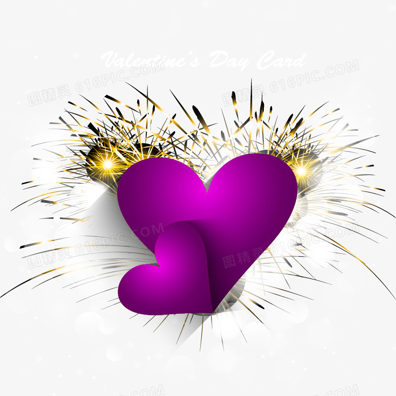 紫色矢量爱心情人节素材