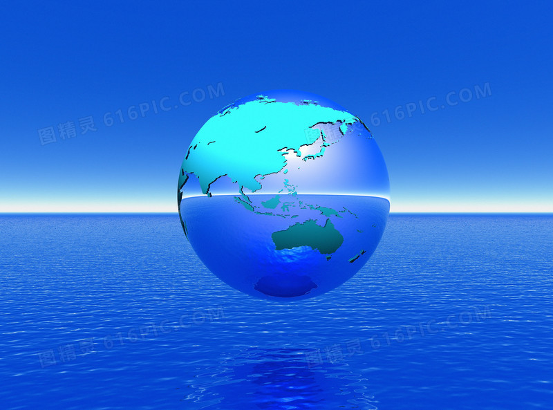 海面上的蓝色地球模型高清