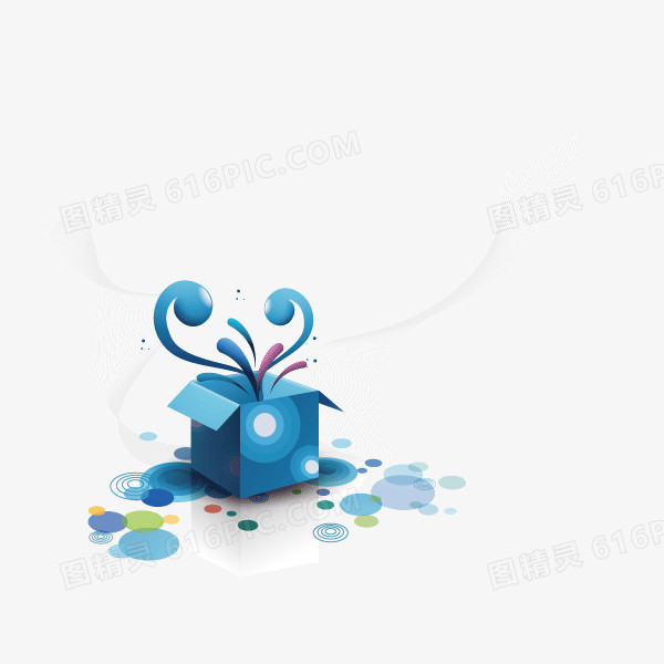 礼物 打开的礼盒 蓝色 装饰图案