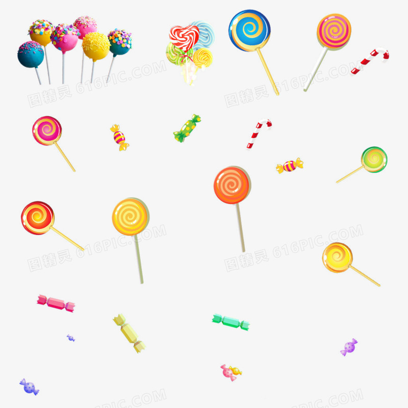 手绘糖果食物图标 缤纷彩色糖果