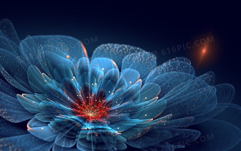 透明蓝色花瓣花卉海报背景