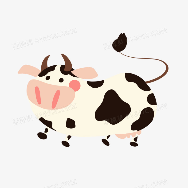 卡通手绘小牛免抠素材