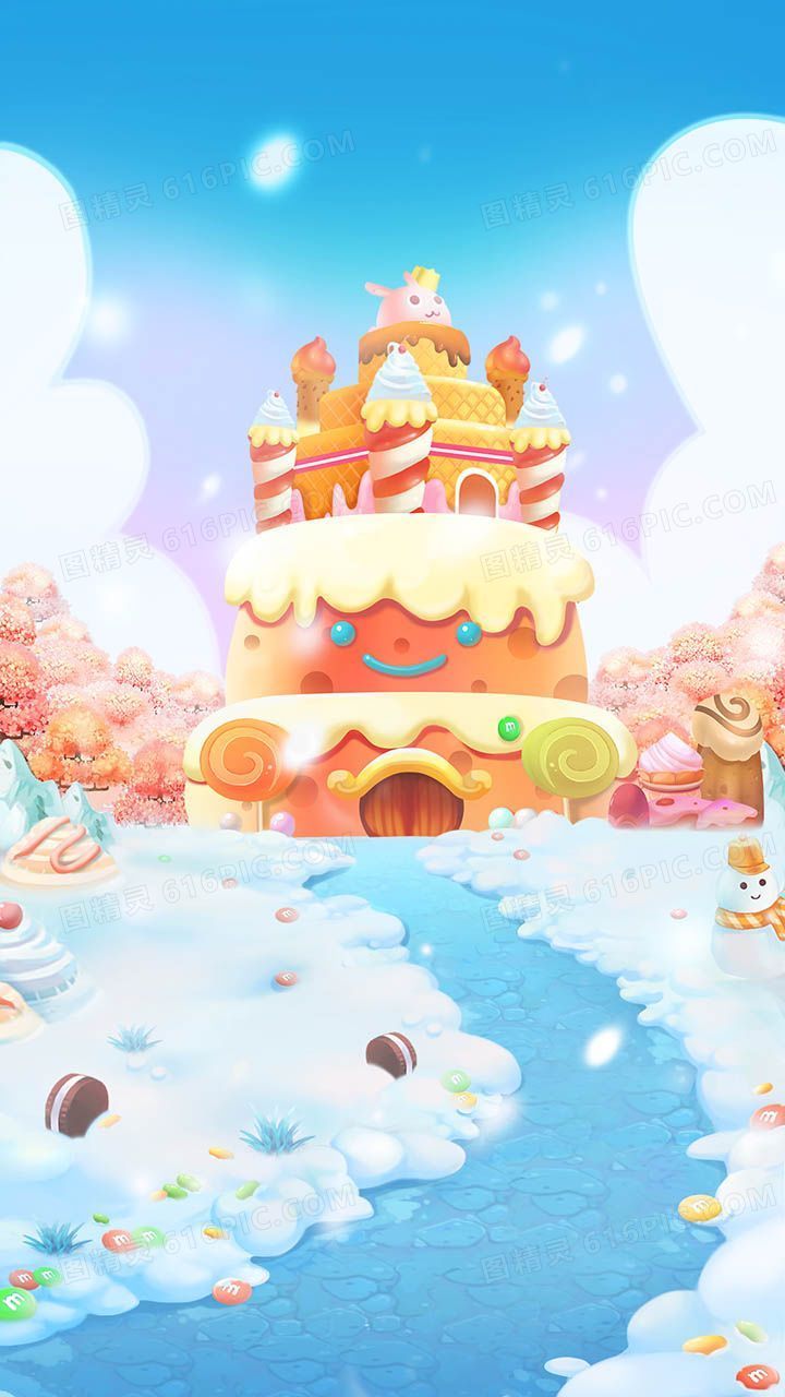 动漫蛋糕城堡海报背景