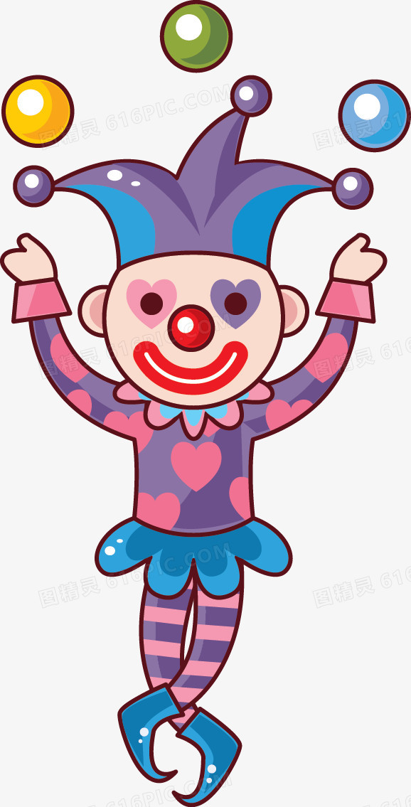 小丑卡通人物童趣扁平手绘插画马戏团马戏表演杂耍图精灵为您提供小丑