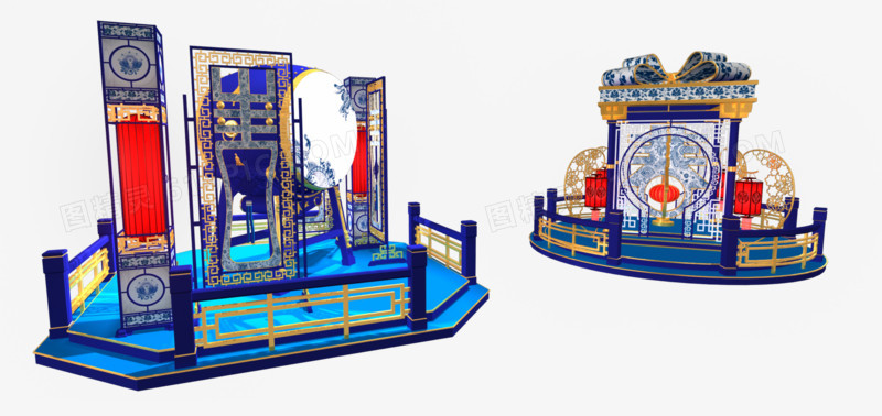 春节DP点装置设计中国风戏台