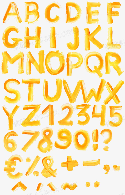 黄色英文字母与数字