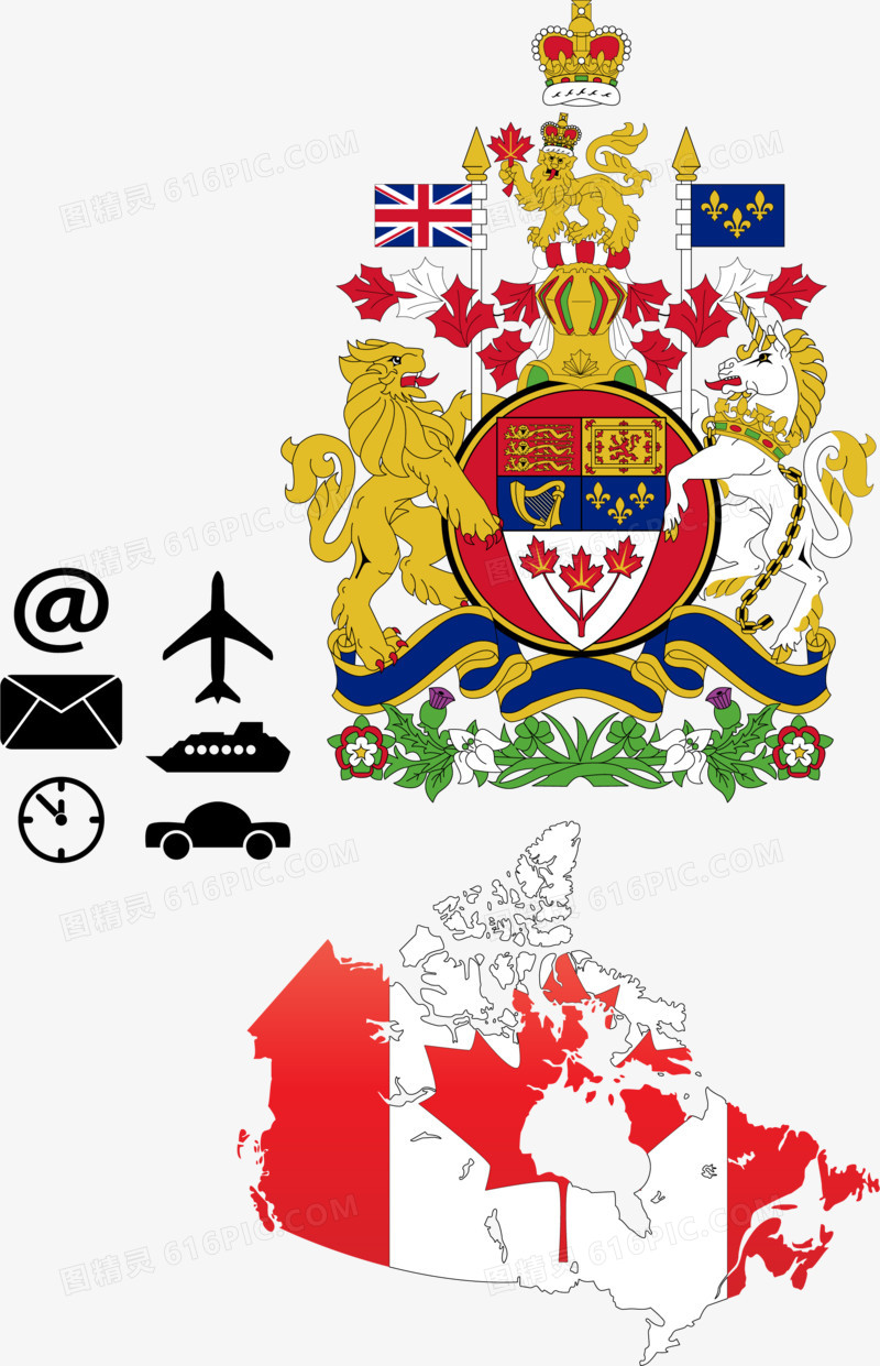 加拿大矢量国徽国旗旅行元素