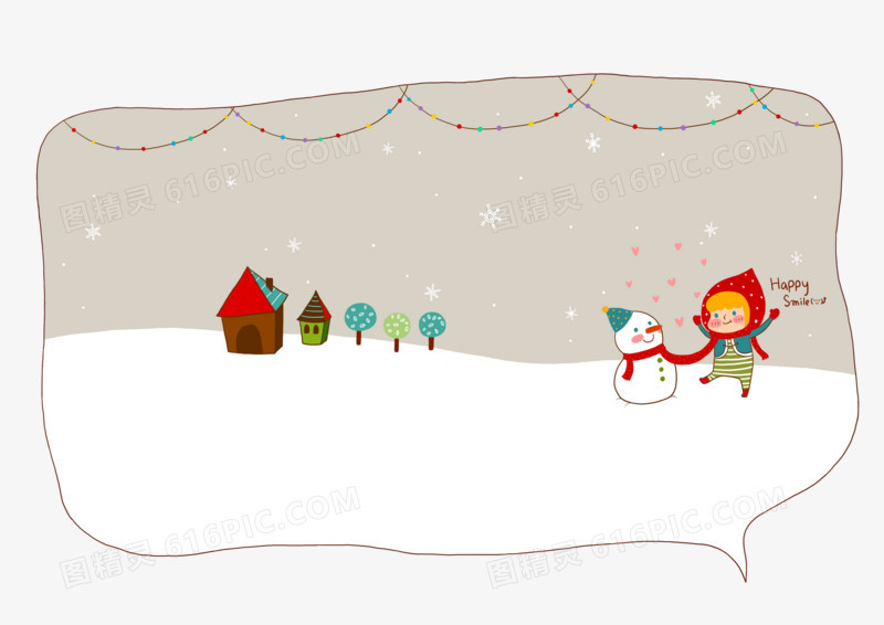 雪地上的雪人和小红帽