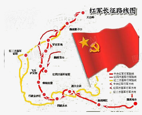 长征路线图和五星红旗