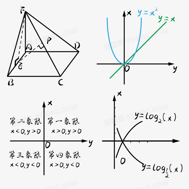 手绘手写矢量数学课件合集元素