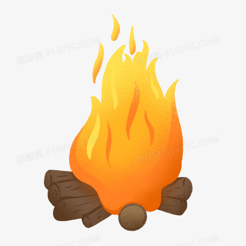 卡通手绘木头火堆免抠元素