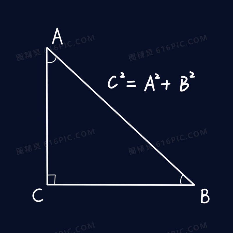 手绘白色线条三角函数素材