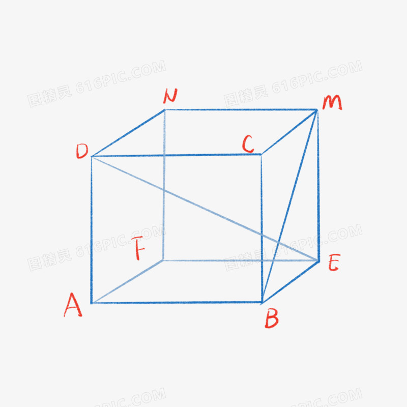 手绘简约数学立方体素材