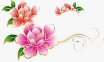 手绘粉红植物花朵素材