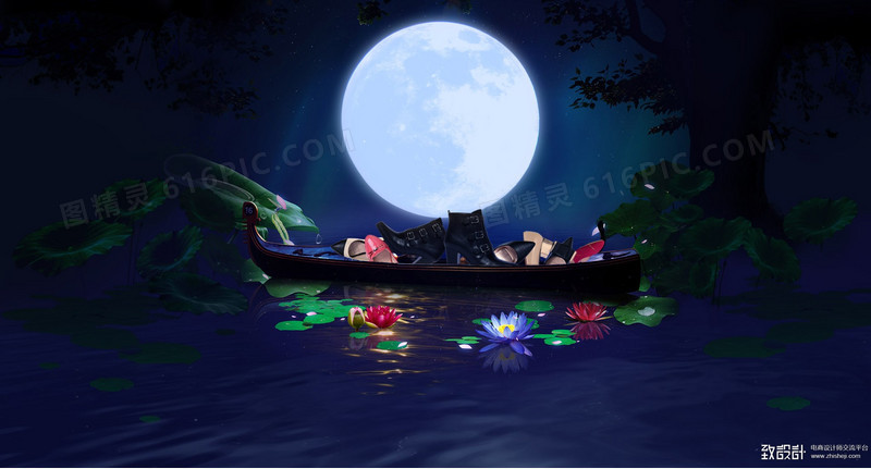 圆圆的月亮中秋节日海报