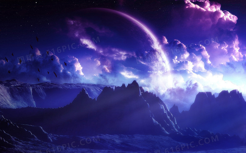 紫蓝色天空魔幻游戏