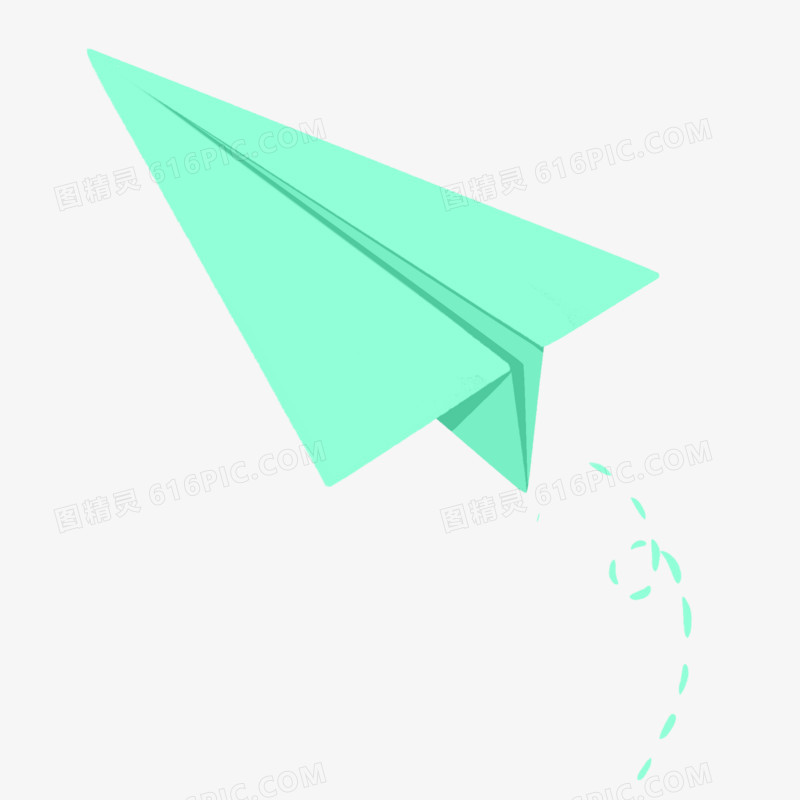 卡通绿色纸飞机元素