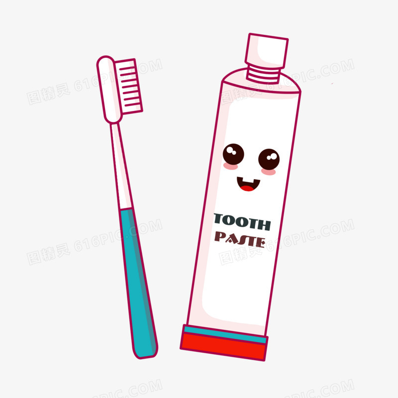 卡通手绘简约牙刷牙膏元素
