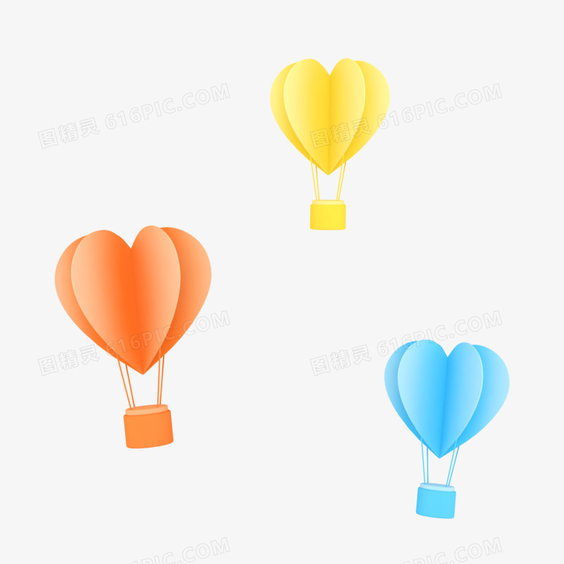彩色简约C4D立体创意剪纸气球