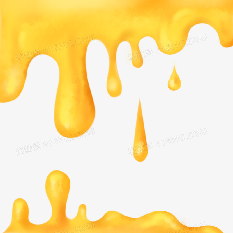 手绘金黄色流动的蜂蜜元素