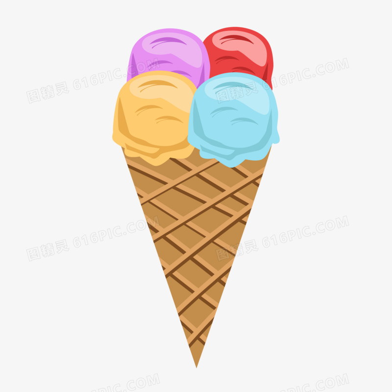 卡通手绘冰淇淋甜筒免抠元素