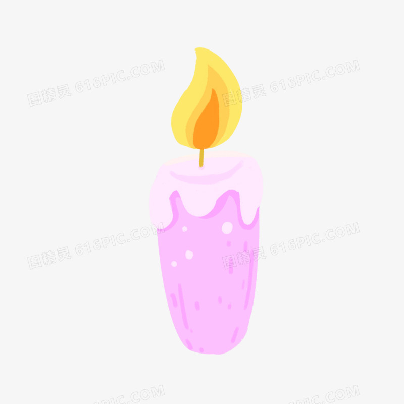 手绘卡通紫色小蜡烛原创元素