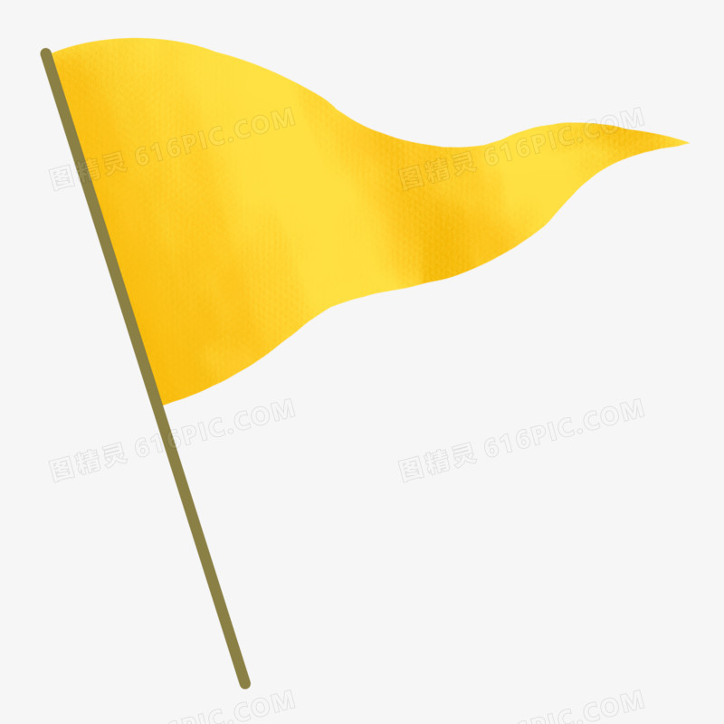 手绘黄色三角飘动的旗子