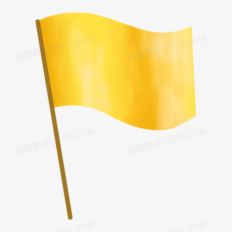 手绘黄色飘动的旗子免抠素材
