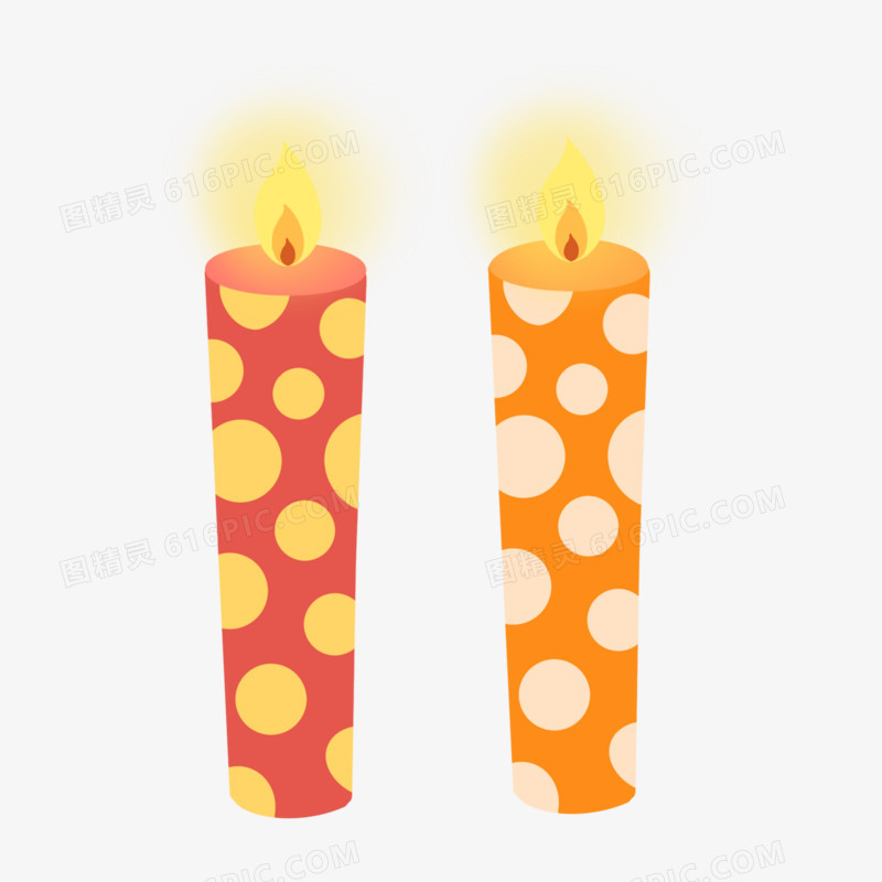 手绘点燃的生日蜡烛免抠元素