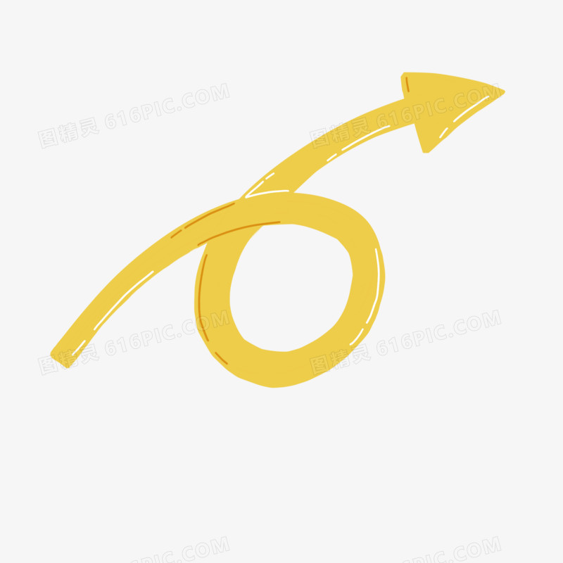 绕圈旋转上升的黄色箭头装饰元素